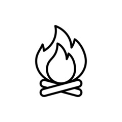 Bonfire thin line icon. Campfire. Vector illustration.