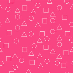 Circle, triangle and square, abstract geometric seamless pattern. Name card, business card and invitation card background. Line art, simple shape, game concept