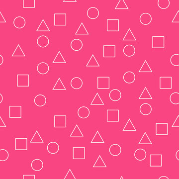 Circle, triangle and square, abstract geometric seamless pattern. Name card, business card and invitation card background. Line art, simple shape, game concept