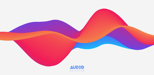 Sound wave visualiztion. 3D colorful solid waveform. Voice sample pattern.