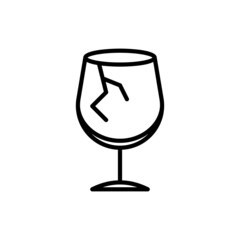 Fragile thin line icon, broken glass. Modern vector illustration for package sticker.