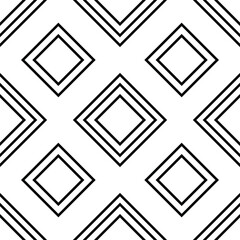 Square rhombus with black outline on white background. Seamless modern pattern for paper and textiles. Vector.