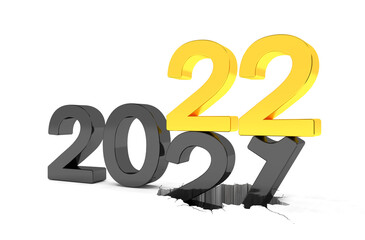 3d Illustration - 2021 - 2022 - Silvester, Neujahr, Countdown, Jahreszahlen