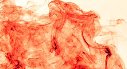 Red smoke on a white background.