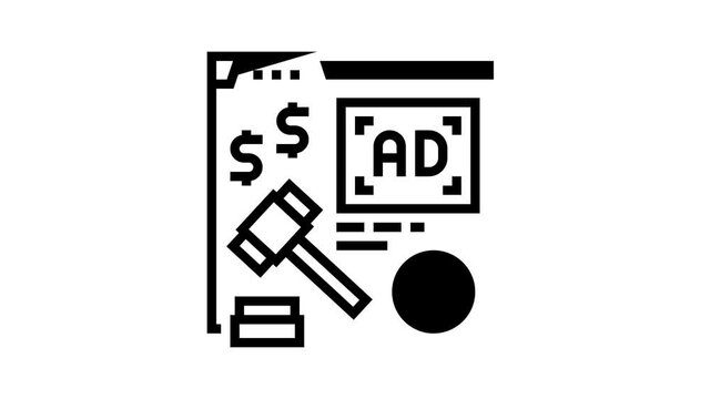 real time bidding animated line icon. real time bidding sign. isolated on white background