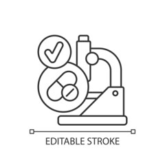 Successful research linear icon. Effective clinical trials. Advance drugs to market. Thin line customizable illustration. Contour symbol. Vector isolated outline drawing. Editable stroke