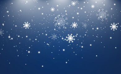 Vector illustration of flying snow on a transparent background.Natural phenomenon of snowfall or blizzard.	
