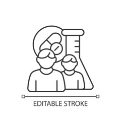 Multi-arm multi-stage trials linear icon. MAMS clinical study. Drug development process. Thin line customizable illustration. Contour symbol. Vector isolated outline drawing. Editable stroke