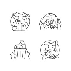World hunger issues linear icons set. International allocation. Starvation relief organizations. Customizable thin line contour symbols. Isolated vector outline illustrations. Editable stroke