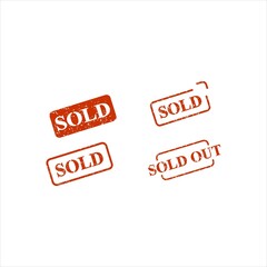 Sold Out Grunge Vector Rubber Red Tag, Stamp,  Seal, Logo Design, Modern Minimalist Graphic Icon, Black Ink, Clean,, Corporate Identity, Business Concept, Flat Design, Elegant Monogram