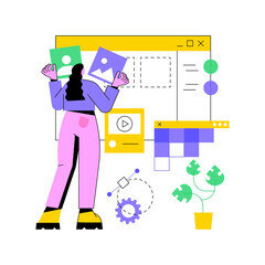 Front end development abstract concept vector illustration. Website interface, front end developer, coding and programming, development company, web page design, user experience abstract metaphor.