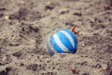 plastic ball on the beach