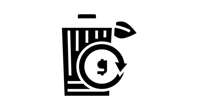 zero waste animated glyph icon. zero waste sign. isolated on white background