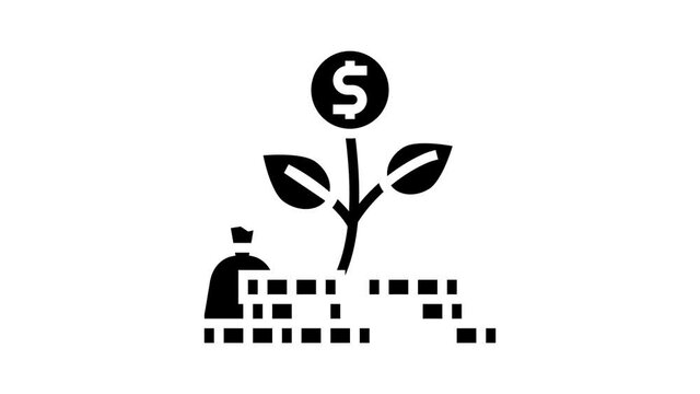 money flower animated glyph icon. money flower sign. isolated on white background