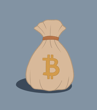 Illustration of bitcoin bag