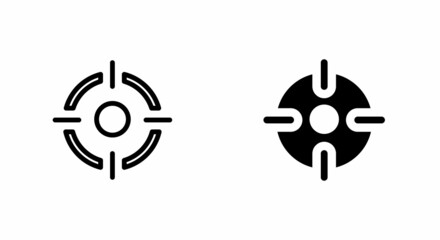 Aim vector icon. Black illustration isolated on white background for graphic and web design.Target \ White illustration isolated on black background for graphic and web design editable stroke