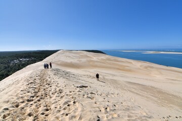 People visiting the famous "dune du pilat" in Gironde - France