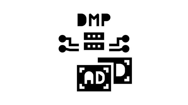 data management platform animated glyph icon. data management platform sign. isolated on white background
