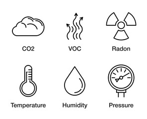 Air Quality Monitor indicators - icons set
