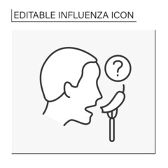 Sick line icon. Taste loss and anosmia. Covid19 symptom. Man do not feel spicy taste.Influenza concept. Isolated vector illustration. Editable stroke