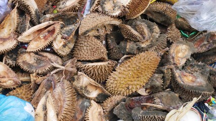 durian skin in the trash