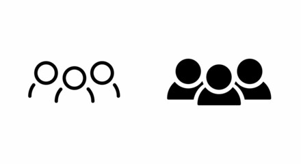 3 people line Icon editable stroke isolated on white background. Crowd sign. 3 three Persons symbol for your web site design, logo User Set, Men, Women person id business icons, button, vector