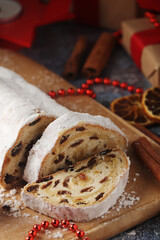 A traditional German Christmas cake Stollen