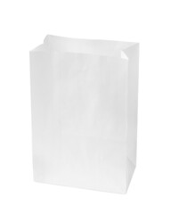 New open paper bag isolated on white