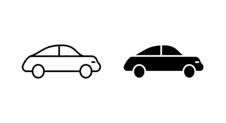 Car vector icon editable stroke. Isolated simple front car logo illustration. Simple Car Icon Vector. Perfect Black pictogram illustration on white background.