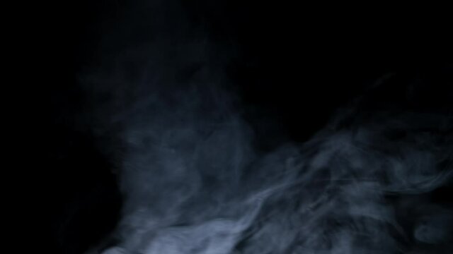 Fog dust smoke loop animation. Explosion by an impact of a cloud and dust. Realistic Drifting Smoke Clouds Fog Overlay. Abstract white smoke in motion. Smoke, Cloud of cold fog in black background.