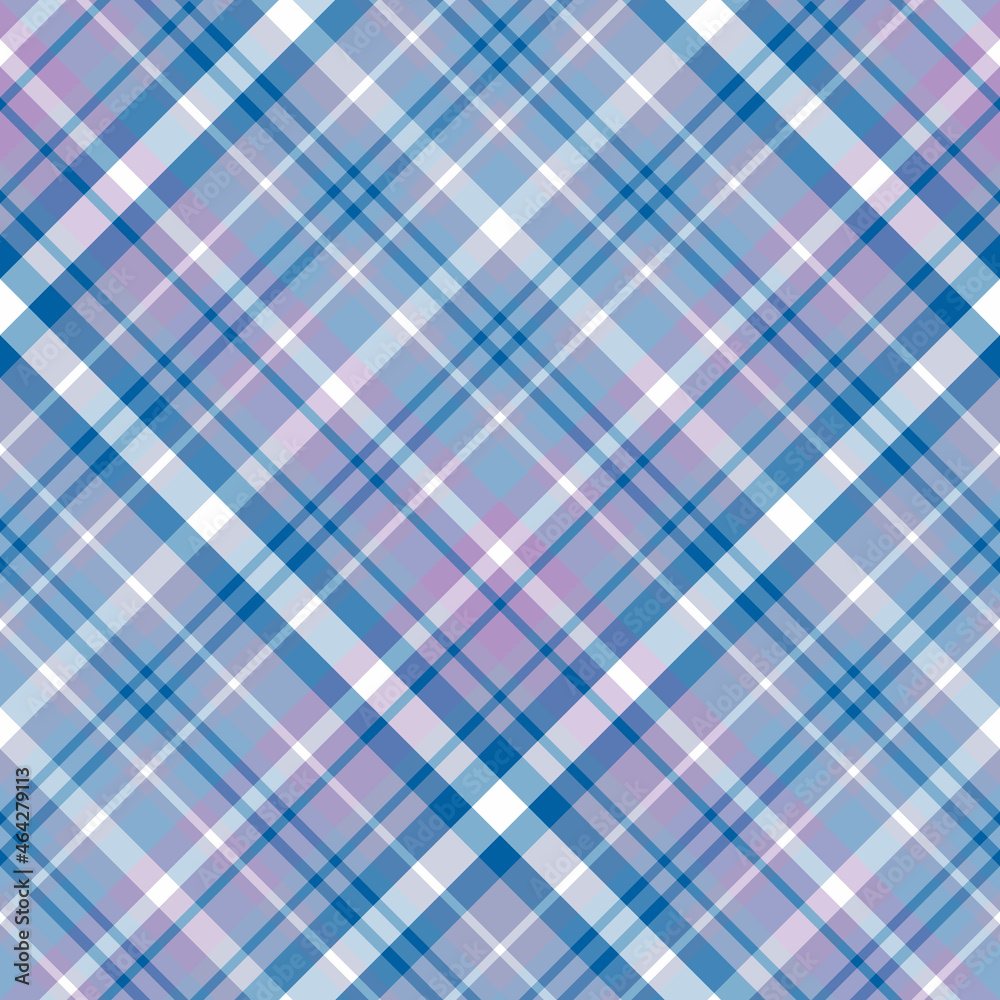 Wall mural seamless pattern in stylish blue, light violet and white colors for plaid, fabric, textile, clothes,