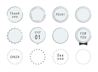 円形、丸型、吹き出し、見出し、ポイント、ラベルのフレームイラストセット