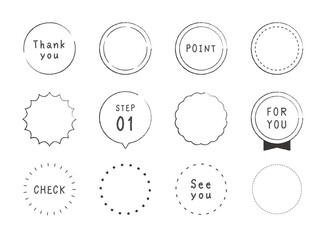 円形、丸型、吹き出し、見出し、ポイント、ラベルのフレームイラストセット