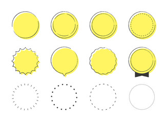円形、丸型、吹き出し、見出し、ポイント、ラベルのフレームイラストセット