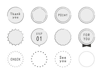 円形、丸型、吹き出し、見出し、ポイント、ラベルのフレームイラストセット