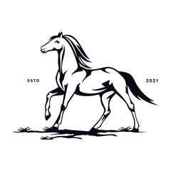 Naklejka na ściany i meble Beautiful Horse Logo Design Vector Illustration Template Idea