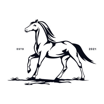 Beautiful Horse Logo Design Vector Illustration Template Idea