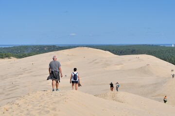 People visiting the famous "dune du pilat" in Gironde - France