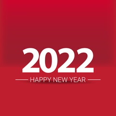 2022 Happy new year creative design background or greeting card with text. vector 2022 new year numbers isolated on red background