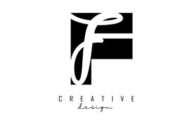 Letters FF Logo with a minimalist design. Letter F with geometric and handwritten typography.