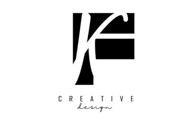 Letters FK Logo with a minimalist design. Letters F and k with geometric and handwritten typography.