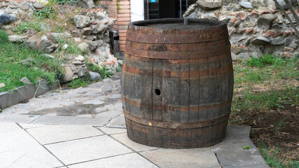 old wine barrel. large antique wine barrel