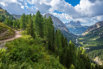 Fototapeta na wymiar View of the Contrin Valley. Dolomites. South Tyrol. Italy.
