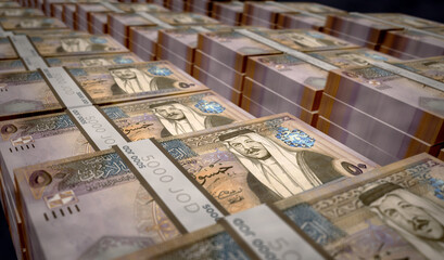 Jordan Dinar money banknotes pack illustration - obrazy, fototapety, plakaty