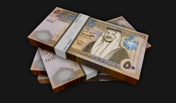 Jordan Dinar money banknotes pack illustration