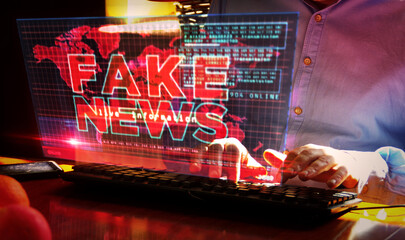 Fake news trolling and broadcast on screen illustration