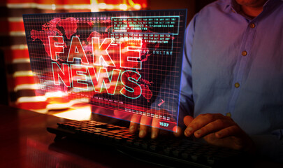 Fake news trolling and broadcast on screen illustration