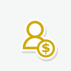 Money glyph sticker icon isolated on white background