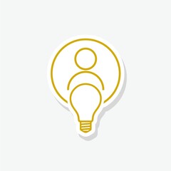 Smart human head think bulb idea logo sticker