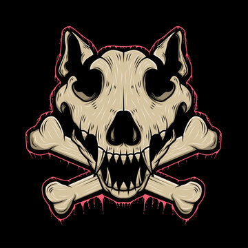 dog head skull design illustration